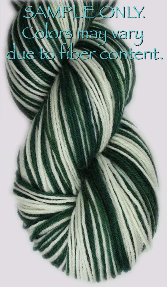 Dyed-To-Order: GREEN-WHITE - Hand dyed Sports Self Striping Sock Yarn - NEW YORK, MICHIGAN